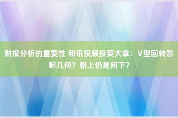 财报分析的重要性 和讯投顾投契大拿：V型回转影响几何？朝上仍是向下？