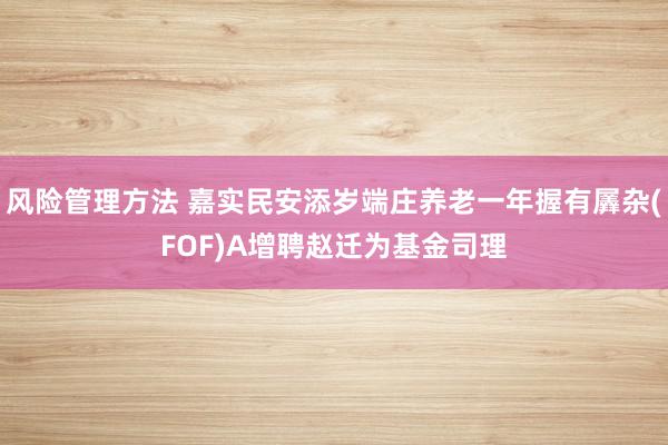 风险管理方法 嘉实民安添岁端庄养老一年握有羼杂(FOF)A增聘赵迁为基金司理