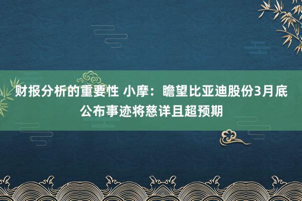 财报分析的重要性 小摩：瞻望比亚迪股份3月底公布事迹将慈详且超预期