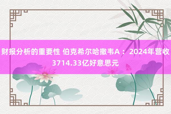 财报分析的重要性 伯克希尔哈撒韦A ：2024年营收3714.33亿好意思元