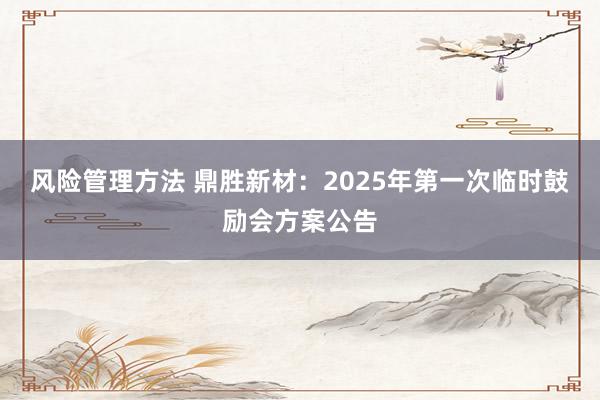 风险管理方法 鼎胜新材：2025年第一次临时鼓励会方案公告