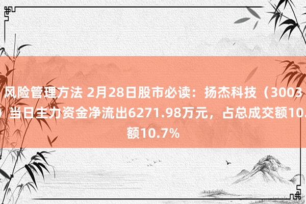 风险管理方法 2月28日股市必读：扬杰科技（300373）当日主力资金净流出6271.98万元，占总成交额10.7%