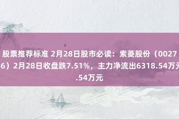 股票推荐标准 2月28日股市必读：索菱股份（002766）2月28日收盘跌7.51%，主力净流出6318.54万元