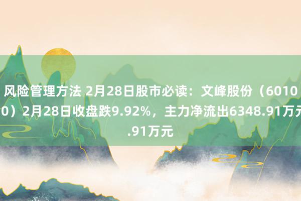 风险管理方法 2月28日股市必读：文峰股份（601010）2月28日收盘跌9.92%，主力净流出6348.91万元