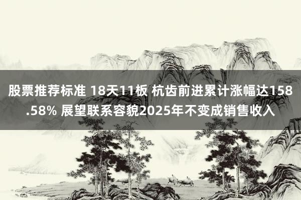 股票推荐标准 18天11板 杭齿前进累计涨幅达158.58% 展望联系容貌2025年不变成销售收入