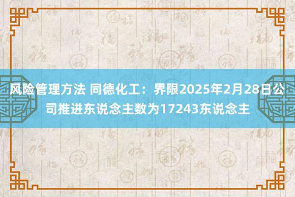 风险管理方法 同德化工：界限2025年2月28日公司推进东说念主数为17243东说念主